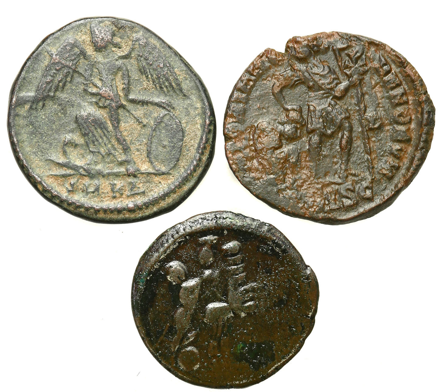 Cesarstwo Rzymskie. Lot 3 sztuk Follisów IV w. n. e.
